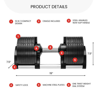 Adjustable Dumbbell Set 5-80 lbs